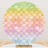 Aperturee - Multicolor Mermaid Scales Round Birthday Backdrop